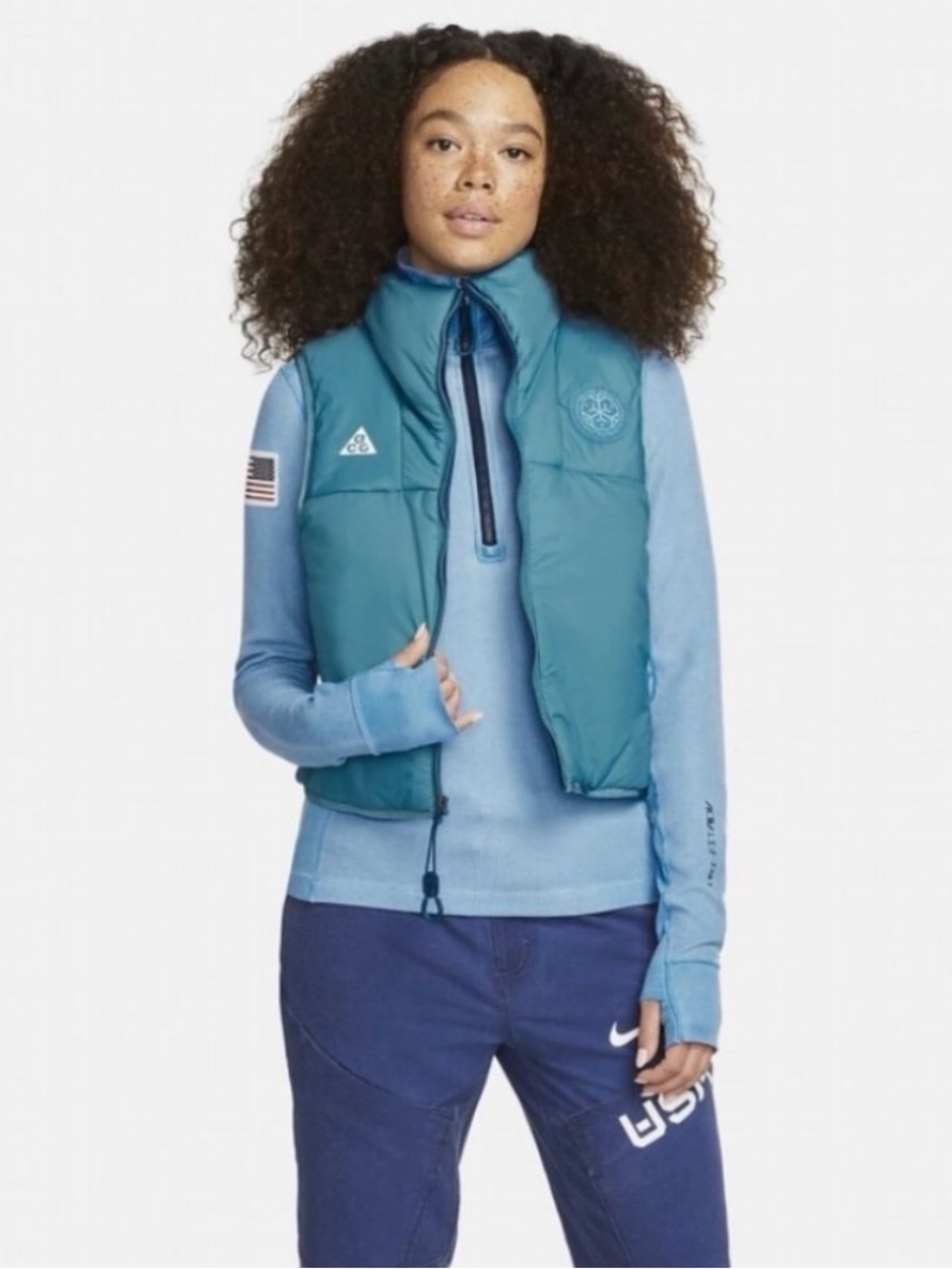 NWOT Nike ACG Therma-FIT "Rope de Dope" Team USA Packable Insulated Vest IN Blue